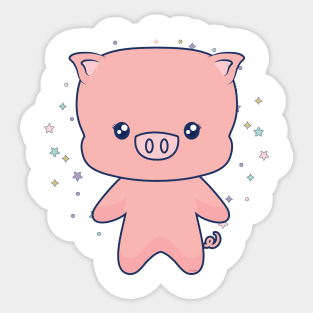 Cute Piggy Kawaii Style Design Sticker